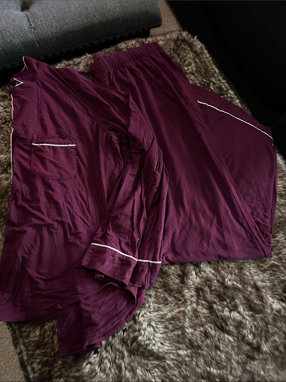 Victoria’s Secret Burgundy Pajama Set with Contrast Piping